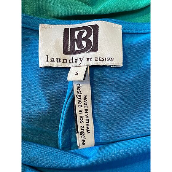 NWT Womens Laundry‎ By Design Blue Green Short Sleeve Scoop Neck Tie Dress S - Picture 6 of 8